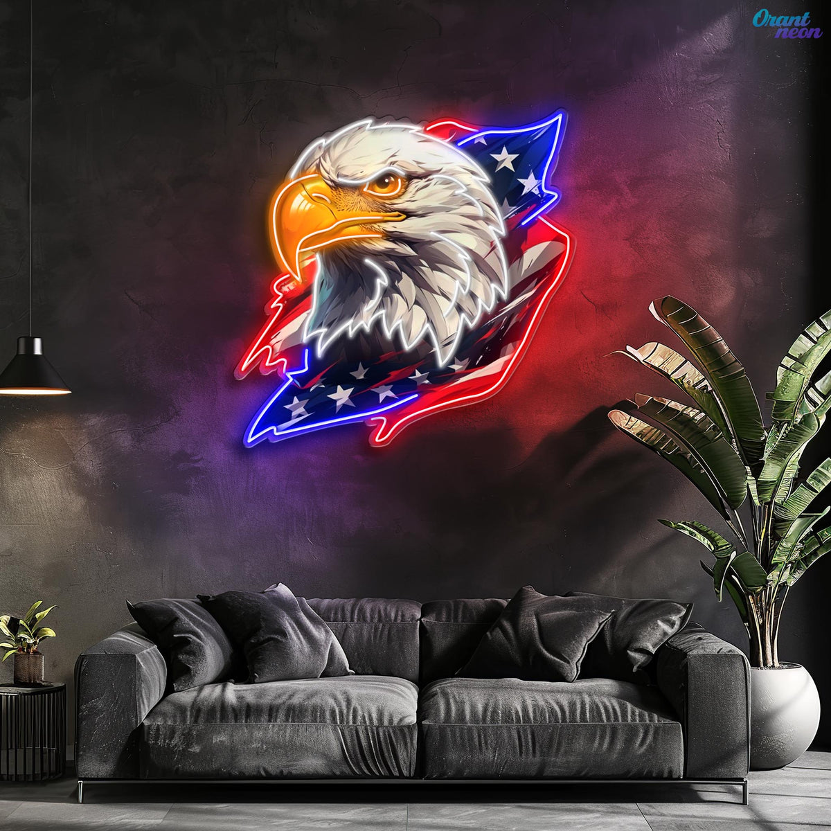 Stars, Stripes, and Soaring Eagles: A Neon Tribute Neon Sign Light Artwork