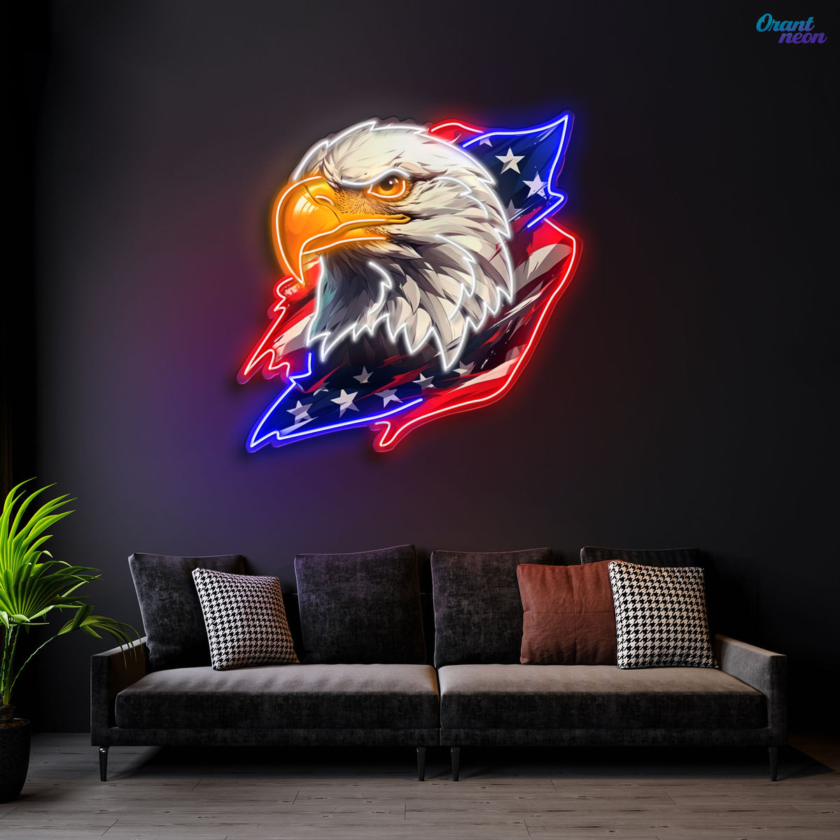 Stars, Stripes, and Soaring Eagles: A Neon Tribute Neon Sign Light Artwork