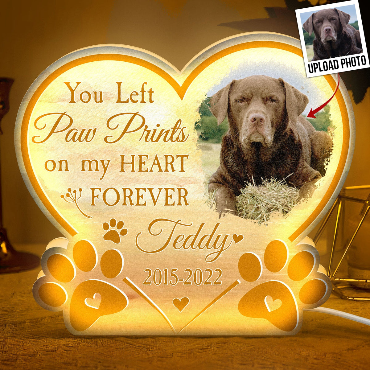 Paw Prints On My Heart - Personalized Photo Light Box