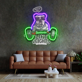 Pug Lift Weights LED Neon Sign Light Pop Art