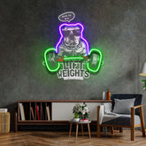 Pug Lift Weights LED Neon Sign Light Pop Art