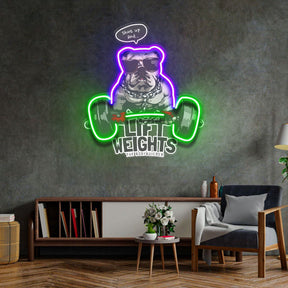 Pug Lift Weights LED Neon Sign Light Pop Art