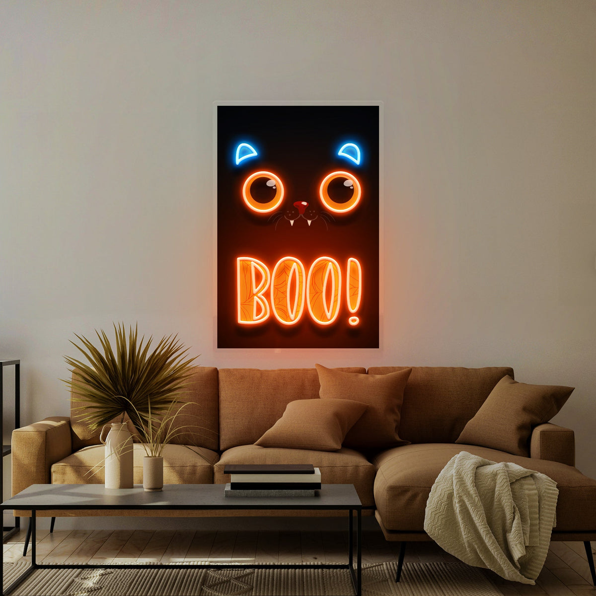 Pumpkin Halloween Cat Artwork Led Neon Sign Light