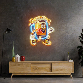 Running Beer Glass LED Neon Sign Light Pop Art