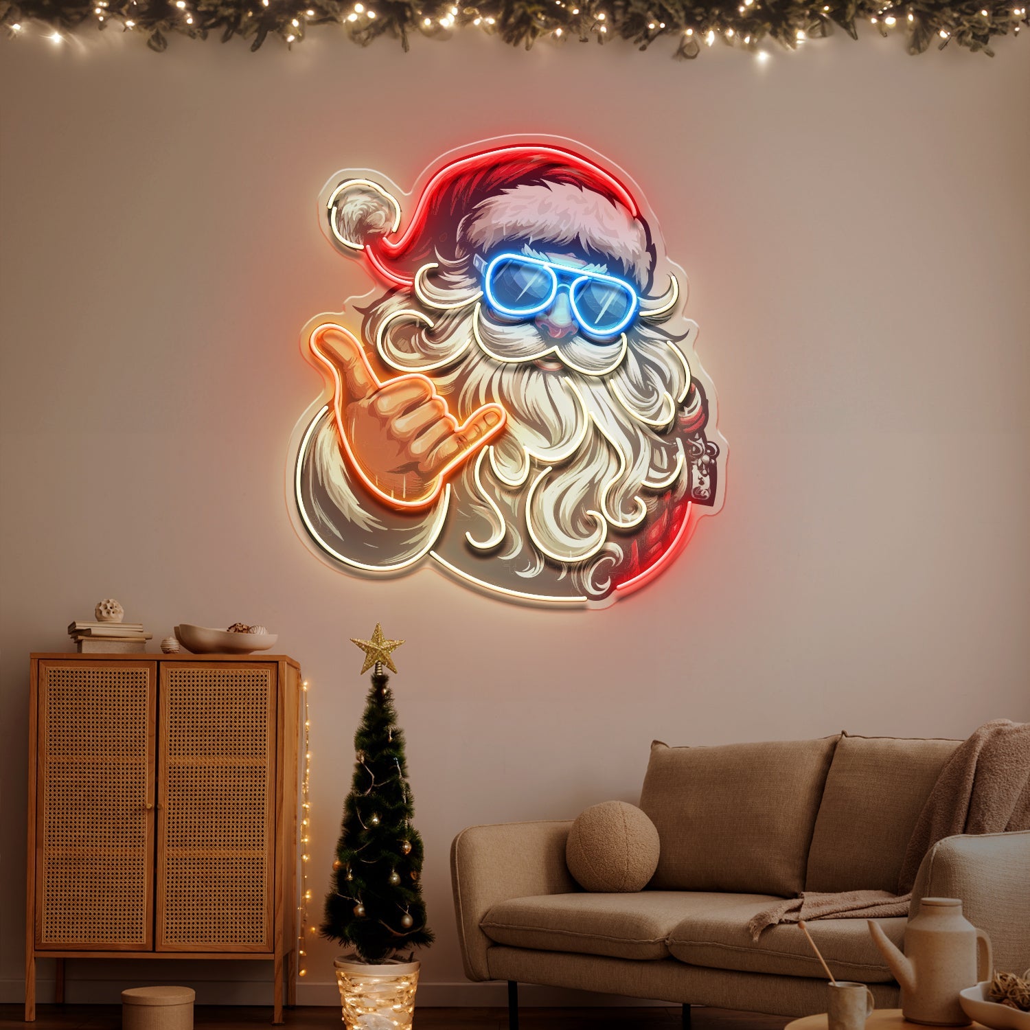 Santa Clause Rocking LED Neon Sign Light Pop Art