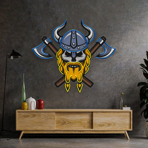 Skull Viking Warrior LED Neon Sign Light Pop Art