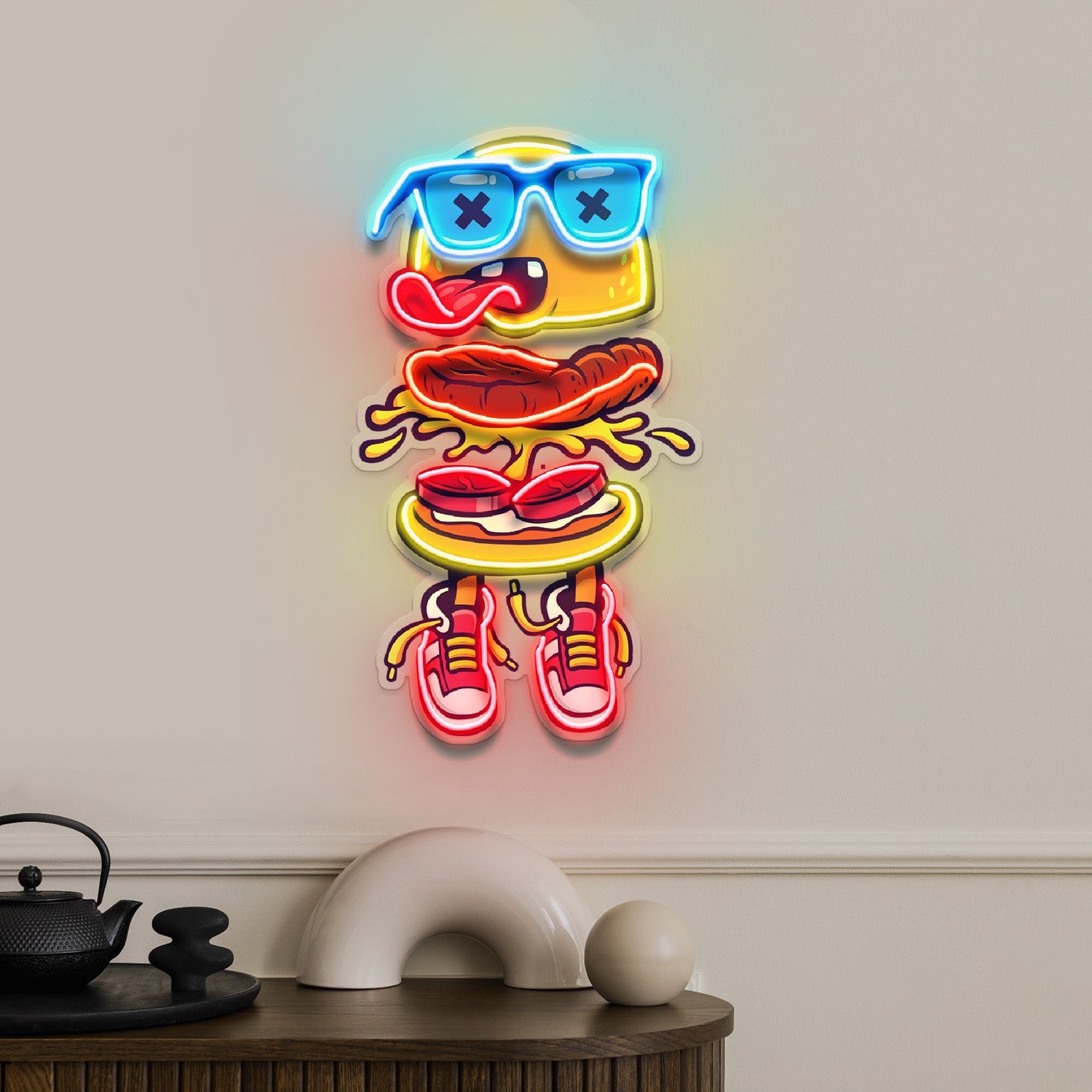 Stacked Burger Vibes LED Neon Sign Light Pop Art