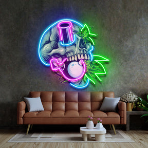 Stone Skull With Weed Bong LED Neon Sign Light Pop Art