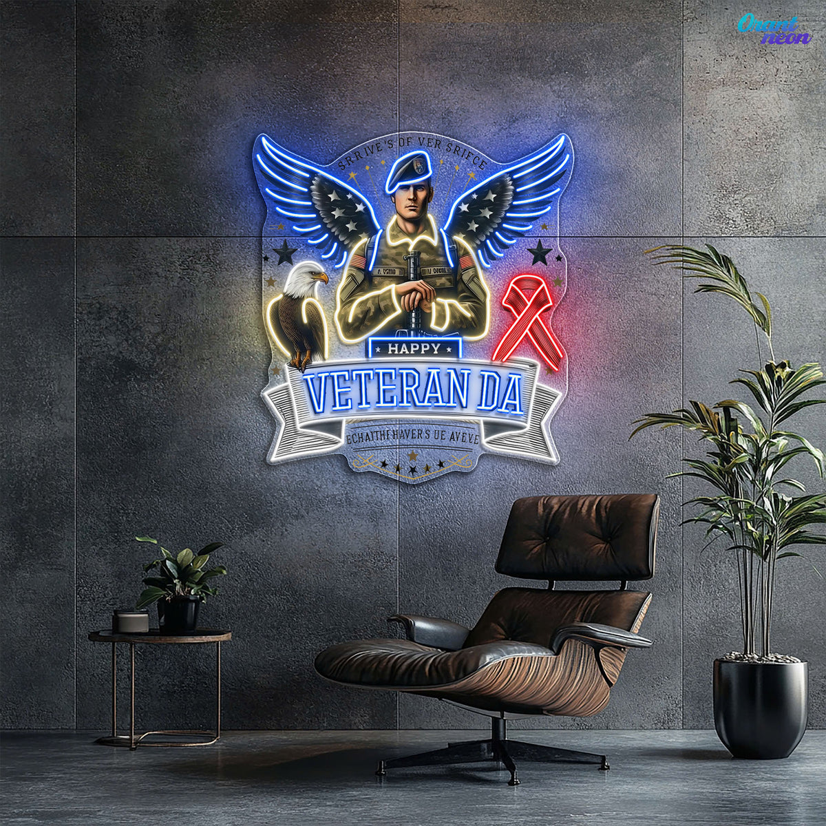 Soldier America Wings and Cool Eagle best Gift for Veteran Neon Sign Light Artwork