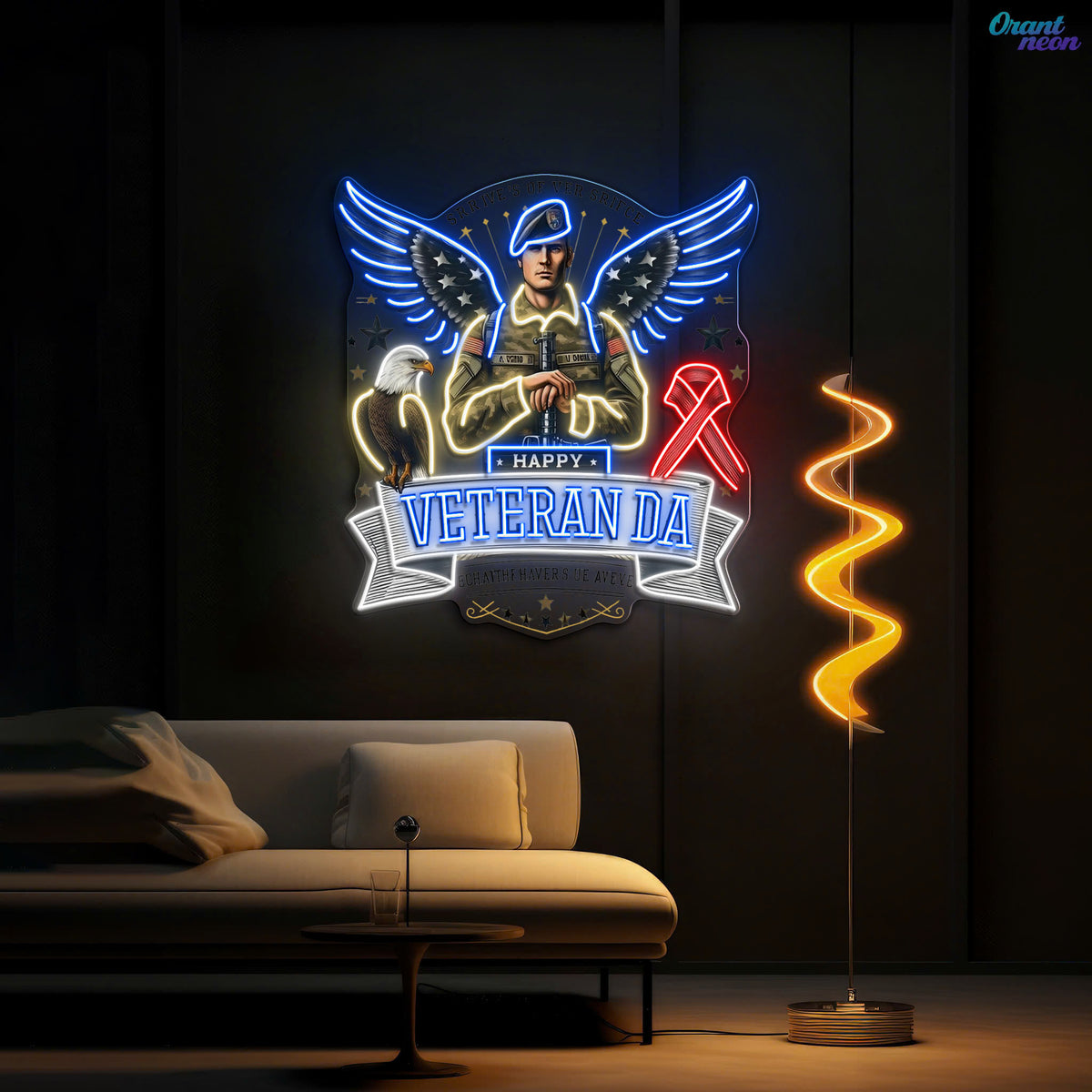 Soldier America Wings and Cool Eagle best Gift for Veteran Neon Sign Light Artwork