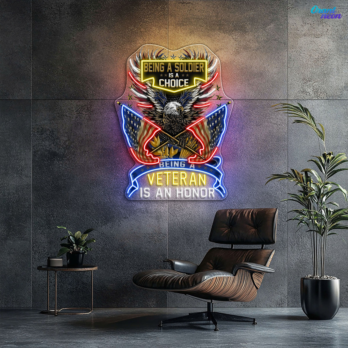 Eagle raise America Flags best Gift for the Veteran Neon Sign Light Artwork