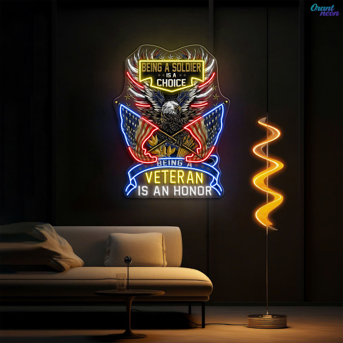 Eagle raise America Flags best Gift for the Veteran Neon Sign Light Artwork