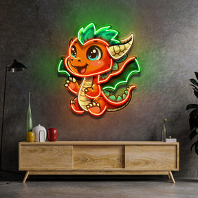 The Happy Dragon LED Neon Sign Light Pop Art