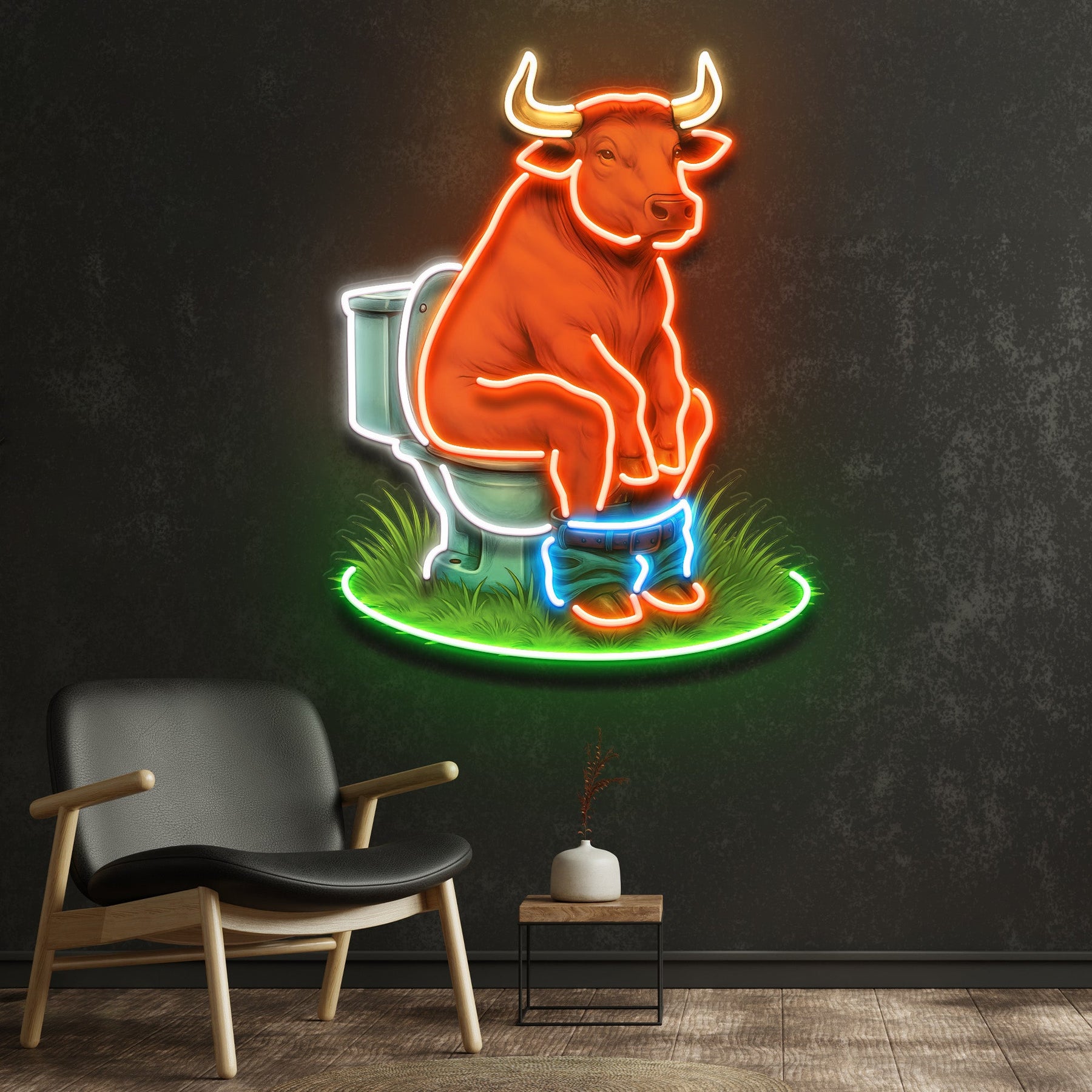 The Thinker Cow Edition LED Neon Sign Light Pop Art