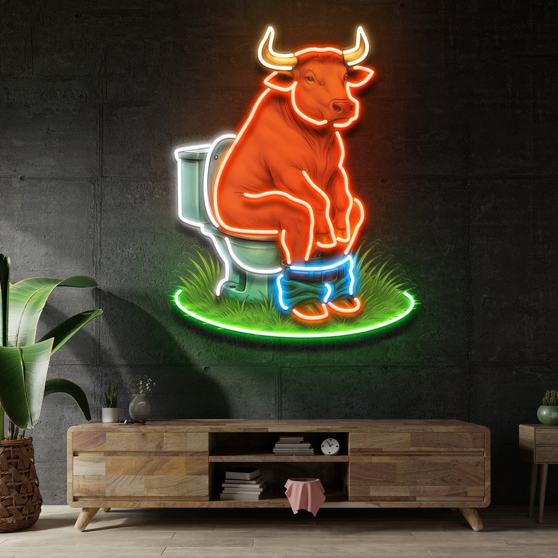 The Thinker Cow Edition LED Neon Sign Light Pop Art