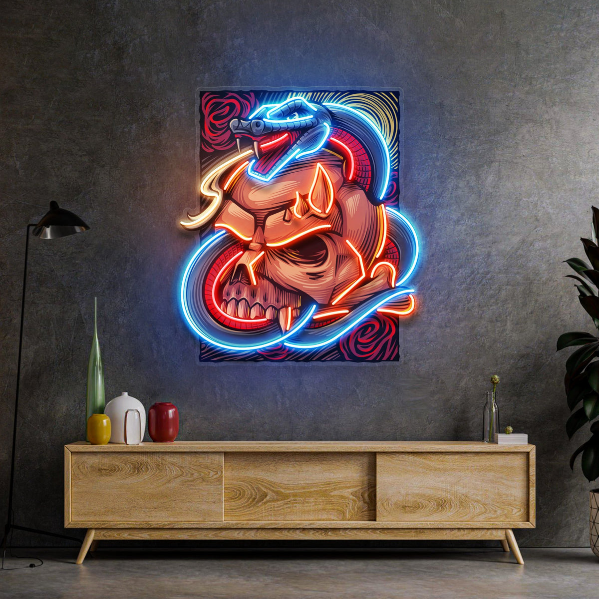 The Snake Has A Skull LED Neon Sign Light Pop Art