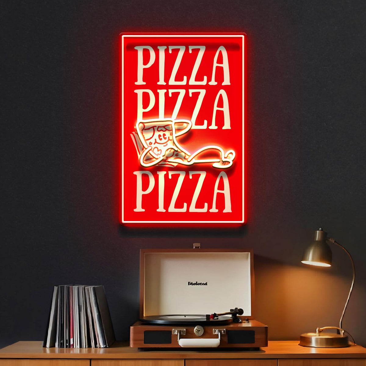 Triple Love For Pizza LED Neon Sign Light Pop Art