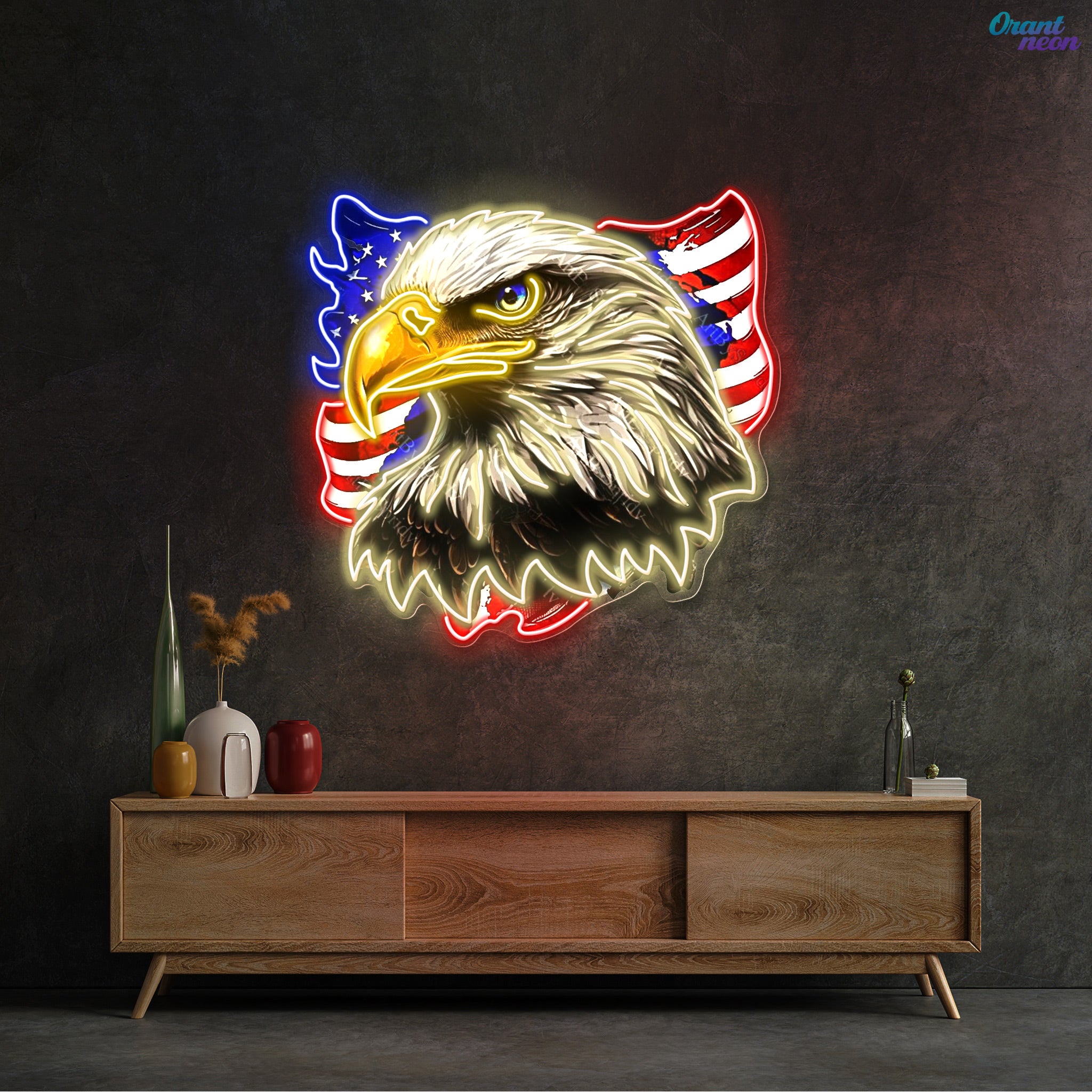 USA Patriotic Eagle Flag Neon Sign