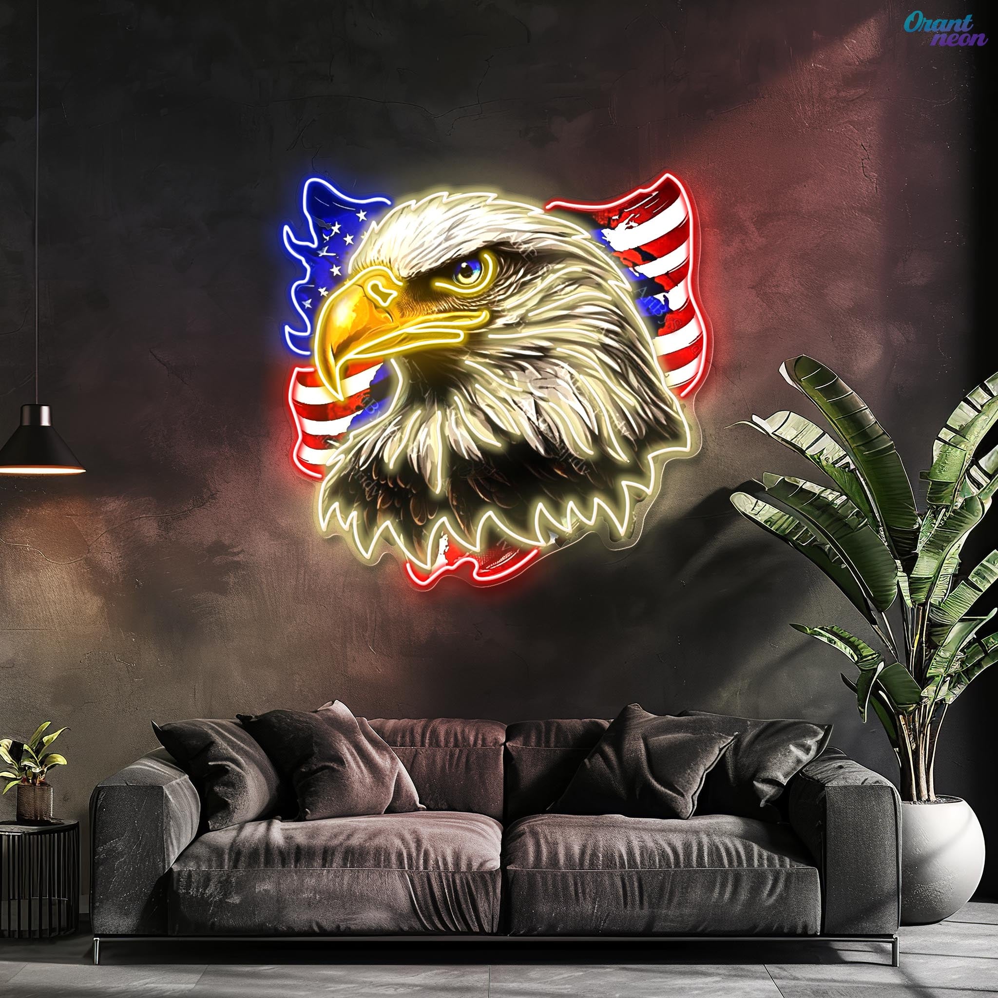 USA Patriotic Eagle Flag Neon Sign