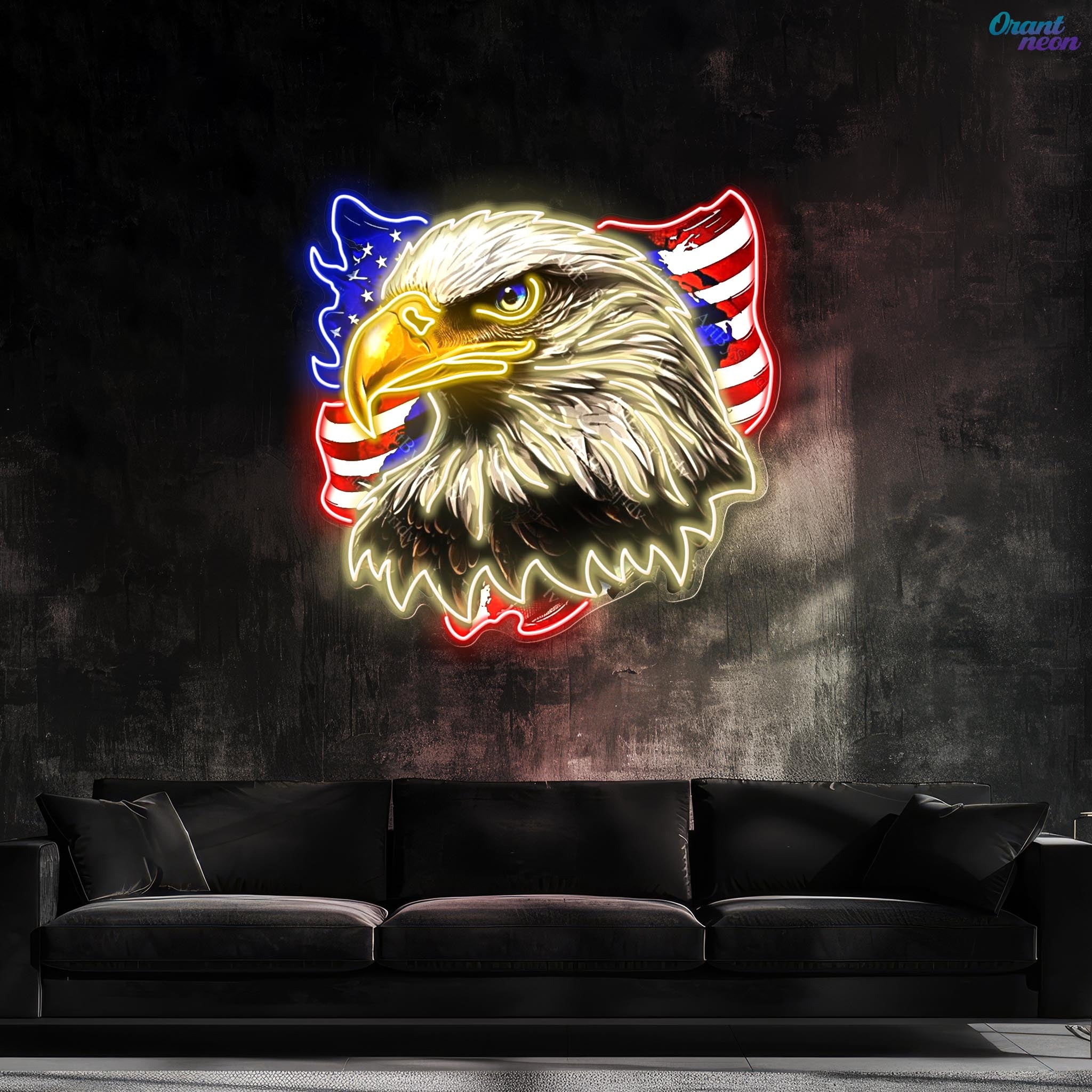 USA Patriotic Eagle Flag Neon Sign