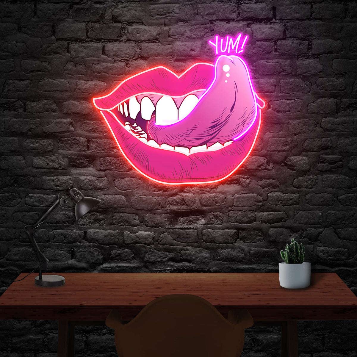 Woman Pink Lips Art Work Led Neon Sign Light