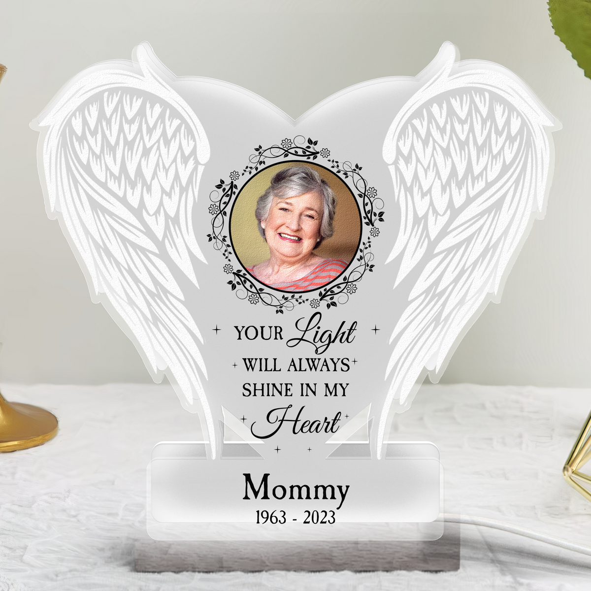 Your Light Will Always Shine In My Heart Memorial Gift - Personalized Custom Shape Photo Light Box