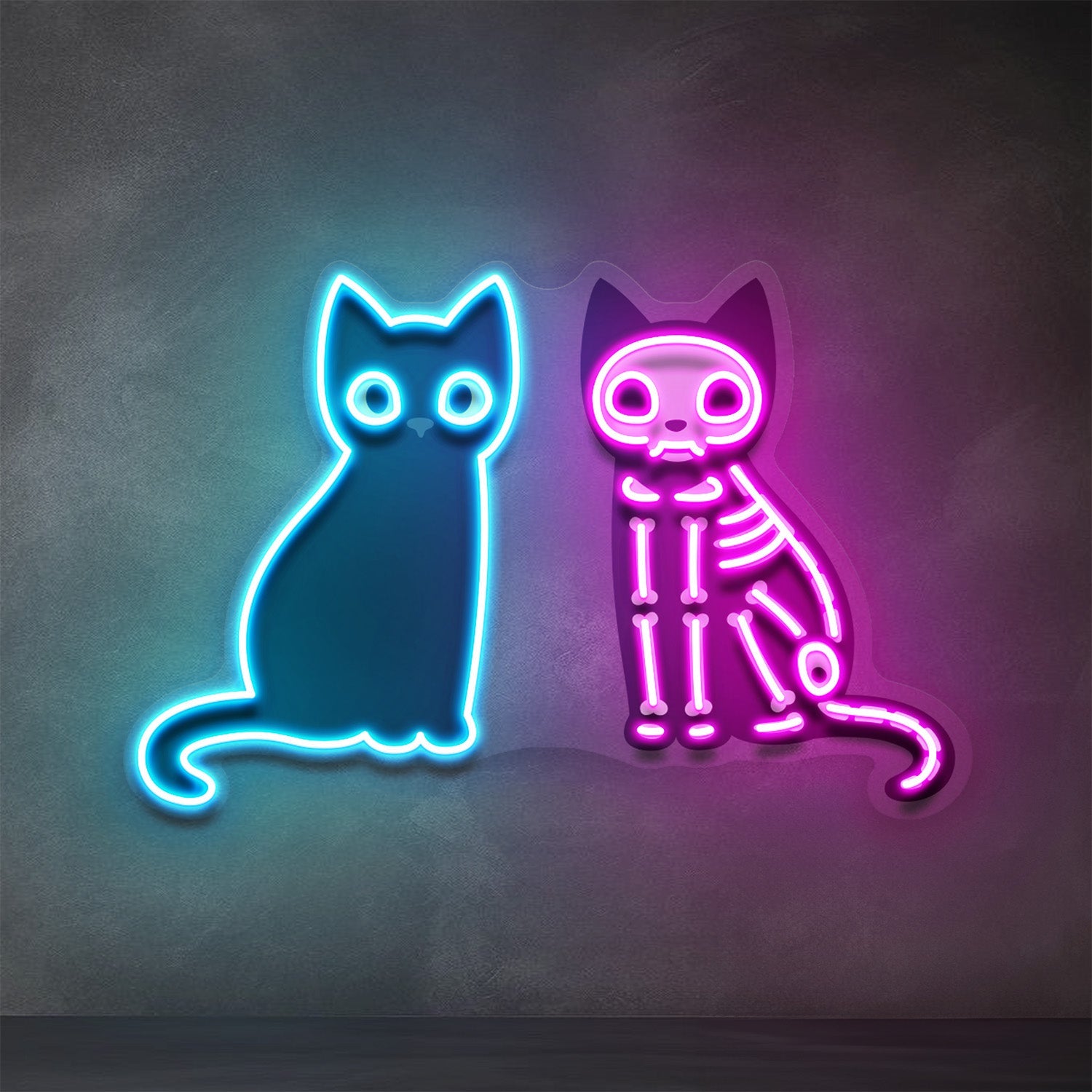 Black Cat Skeleton LED Neon Sign Light Pop Art