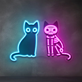 Black Cat Skeleton LED Neon Sign Light Pop Art