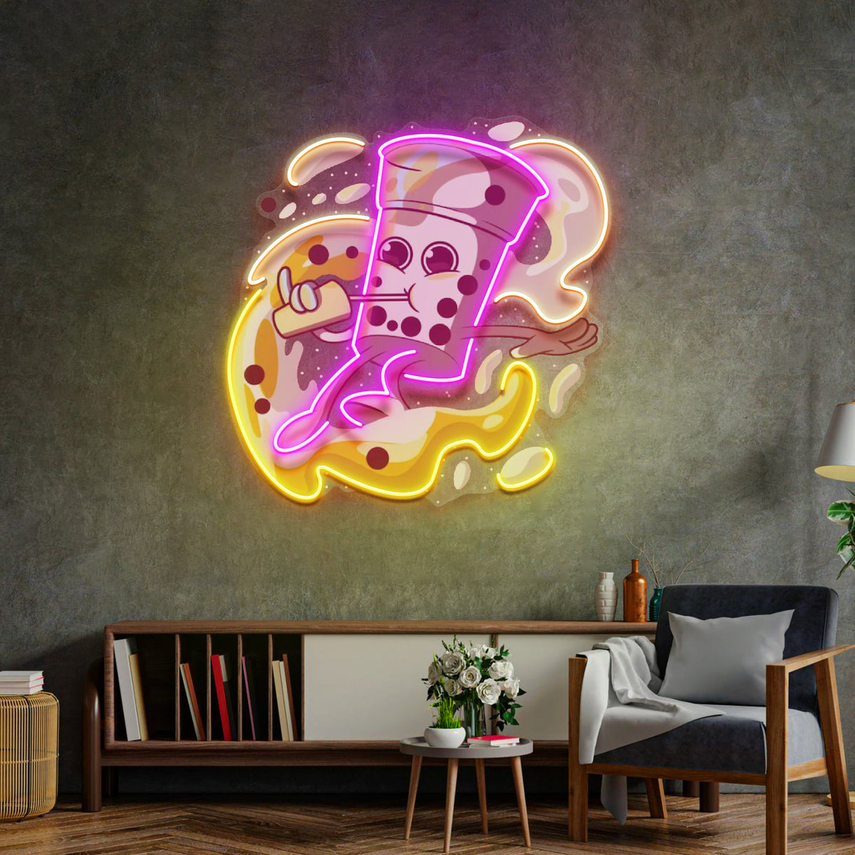 Boba Coffee Surfing LED Neon Sign Light Pop Art