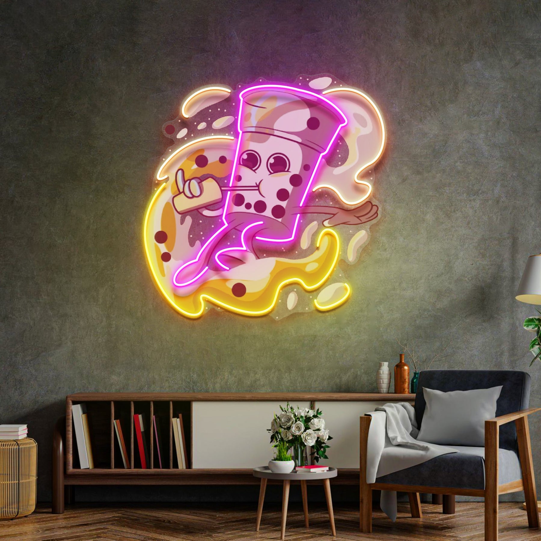Boba Coffee Surfing LED Neon Sign Light Pop Art