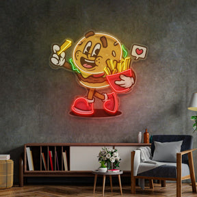 Burger Cute Trendy Retro LED Neon Sign Light Pop Art