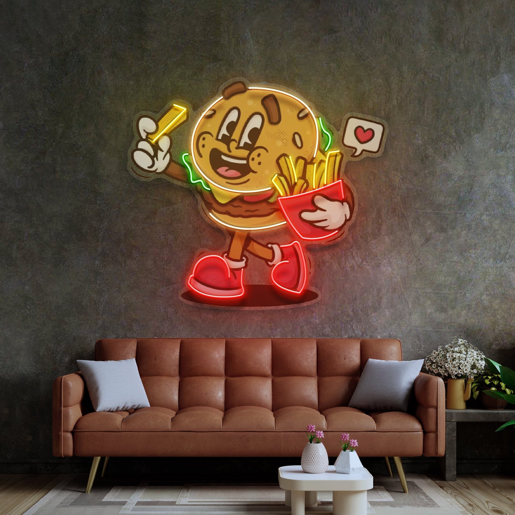 Burger Cute Trendy Retro LED Neon Sign Light Pop Art