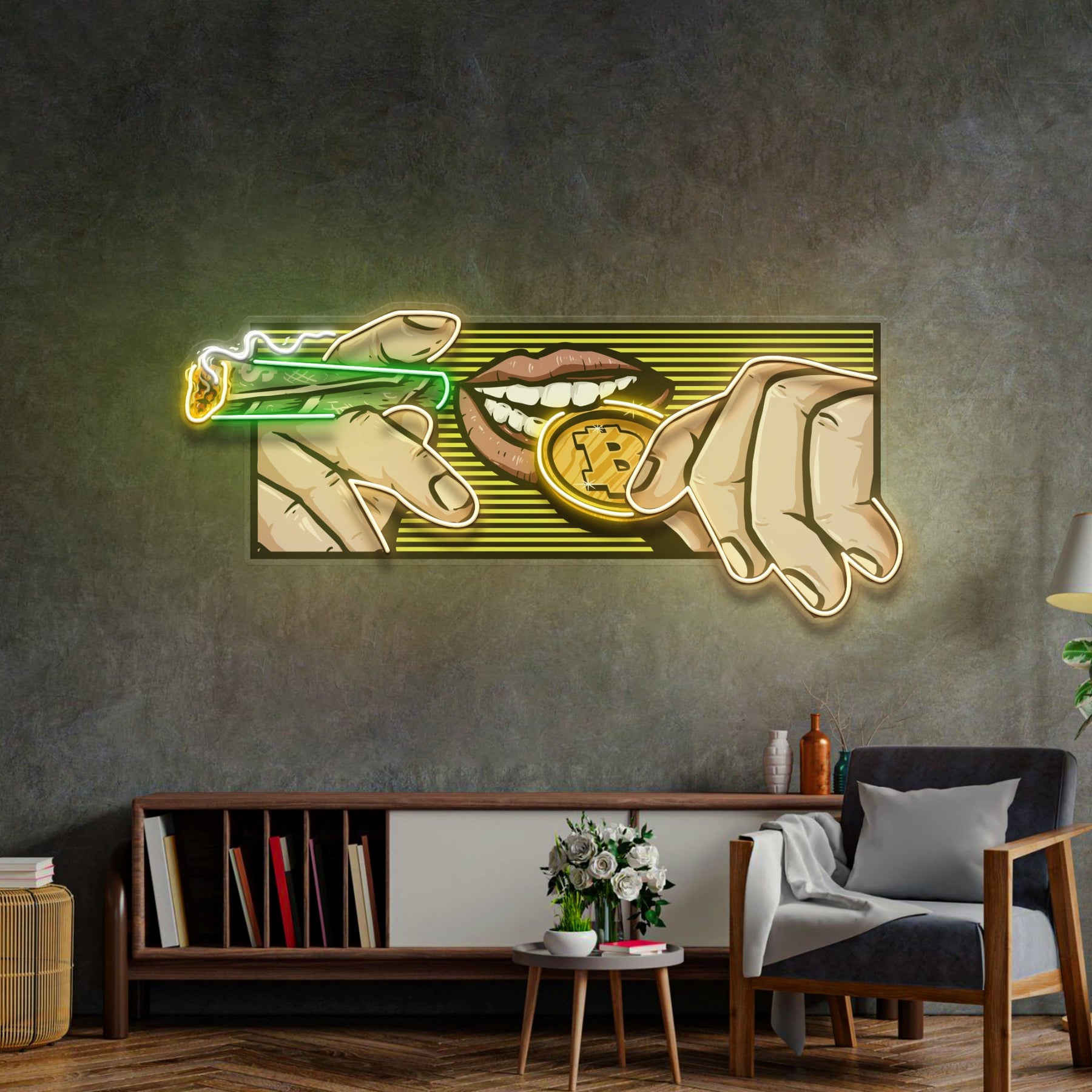 Burn Money With Bitcoin LED Neon Sign Light Pop Art