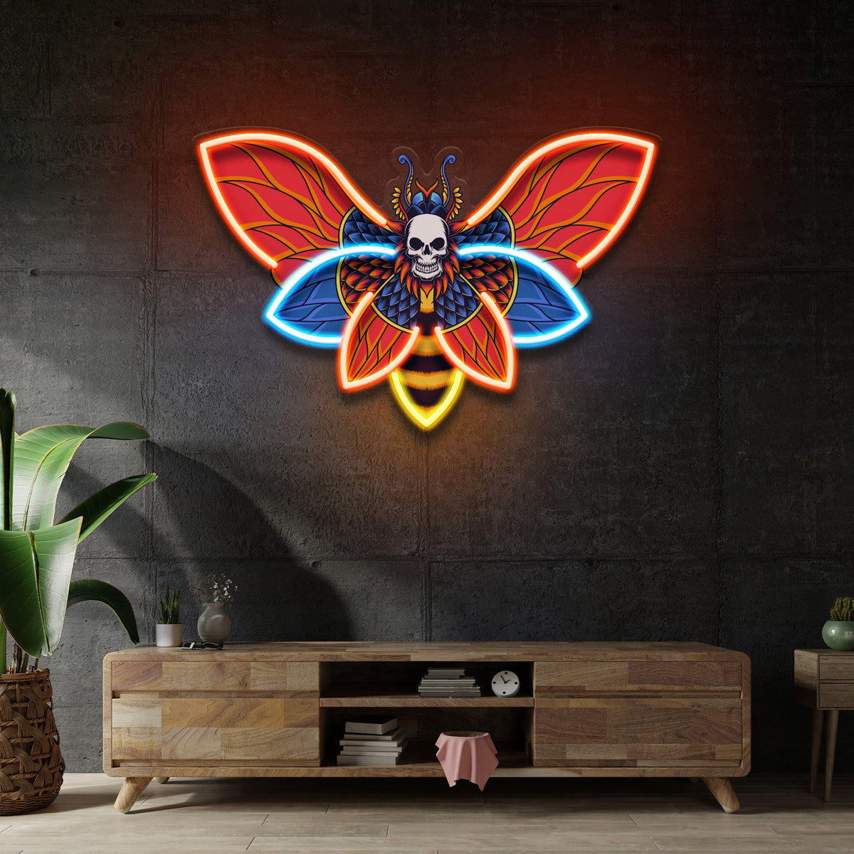 Butterfly Skull LED Neon Sign Light Pop Art