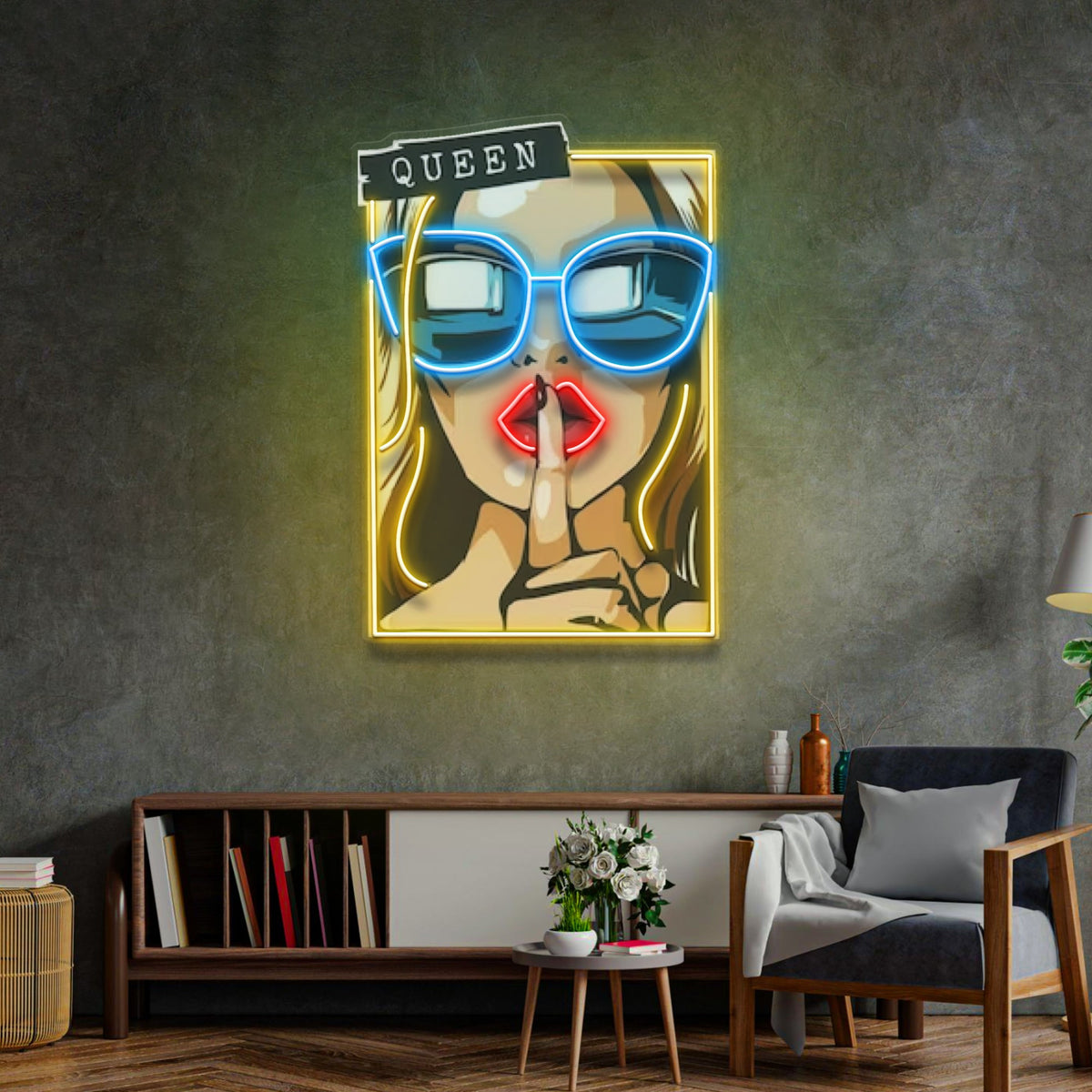 Cartoon Girl in Sunglasses LED Neon Sign Light Pop Art