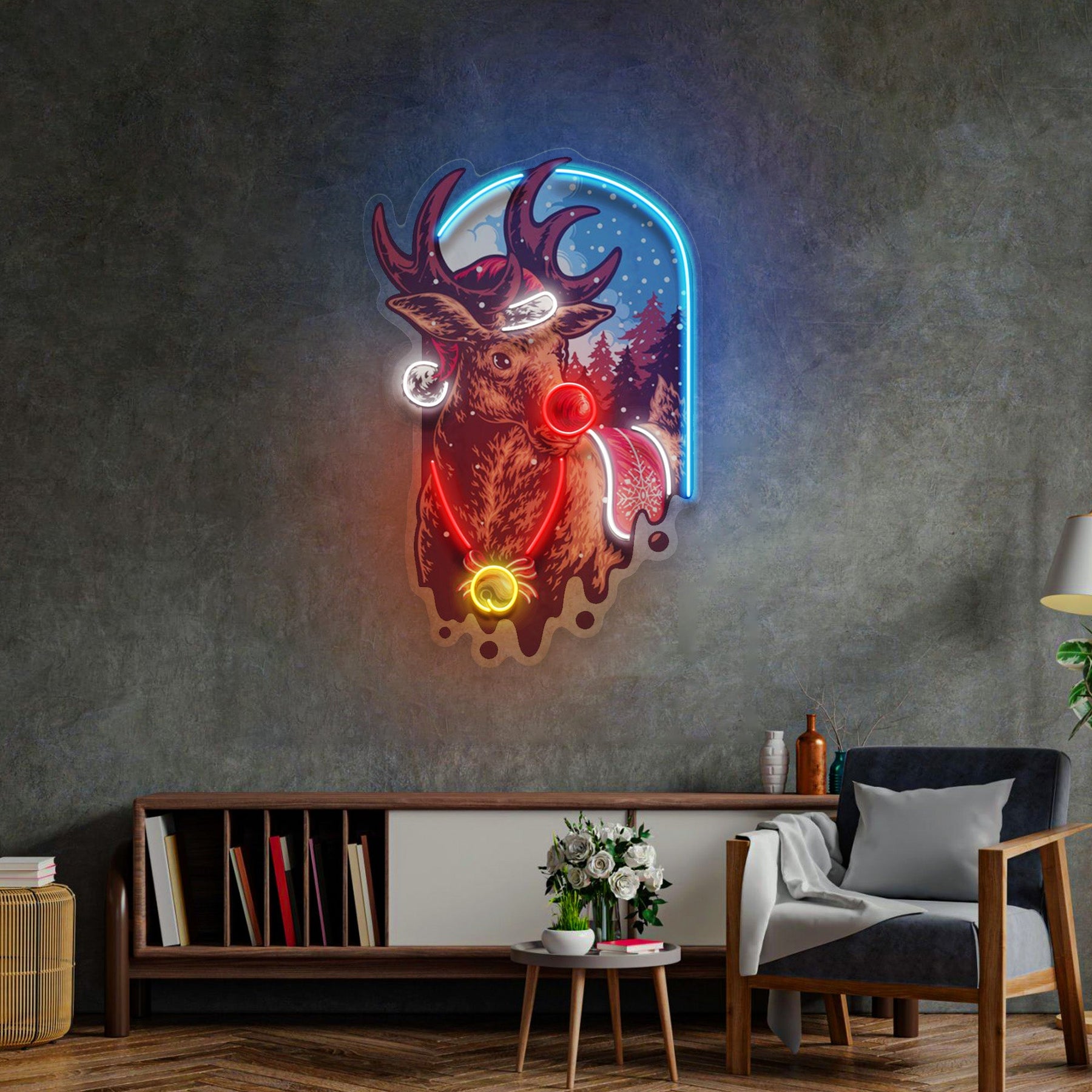 Christmas Deer LED Neon Sign Light Pop Art