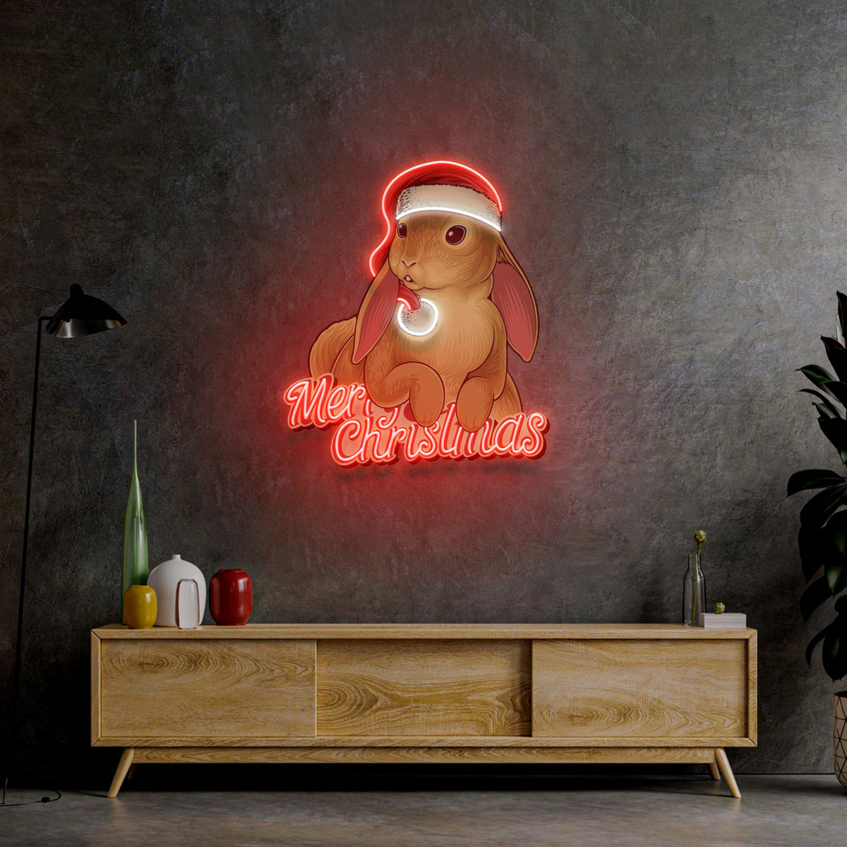 Christmas Rabbit LED Neon Sign Light Pop Art