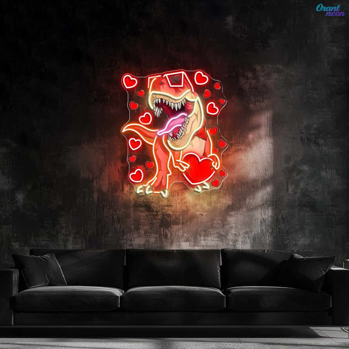 "Dino Love Affair" Best Gift For Valentine Neon Sight Light Artwork