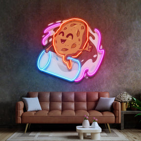 Cookie Riding a Glass LED Neon Sign Light Pop Art