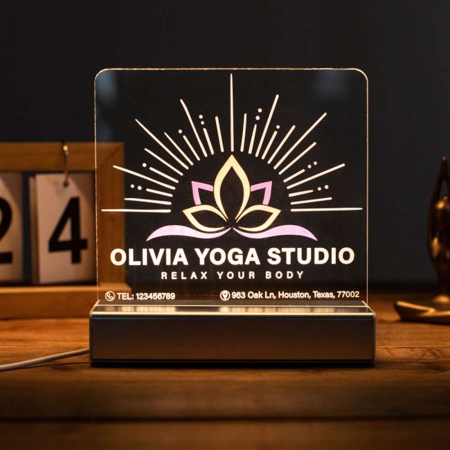 Custom Yoga Studio Night Light with Lotus SGTN047