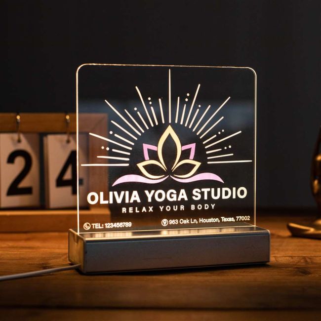 Custom Yoga Studio Night Light with Lotus SGTN047