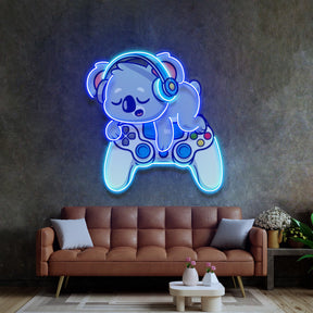 Cute Koala Sleeping Game LED Neon Sign Light Pop Art