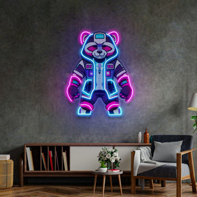 Cyborg Panda LED Neon Sign Light Pop Art