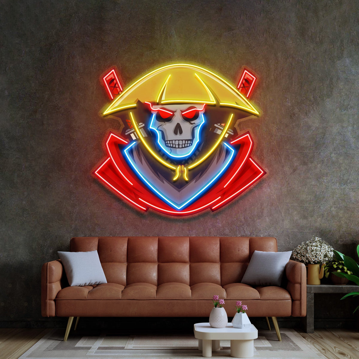 Dark Samurai Skull LED Neon Sign Light Pop Art