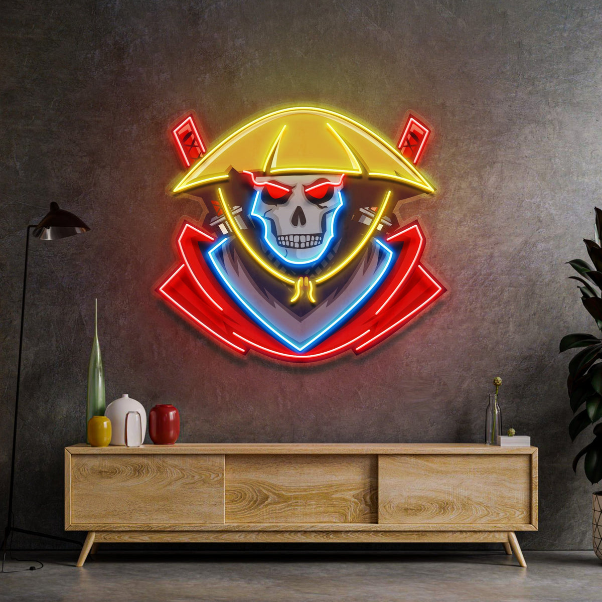 Dark Samurai Skull LED Neon Sign Light Pop Art