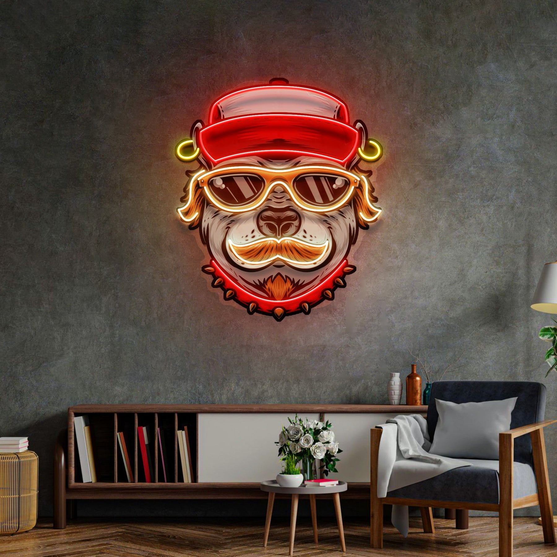 Dog Wearing Sunglasses LED Neon Sign Light Pop Art