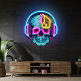 Electric Headphone Skull LED Neon Sign Light Pop Art