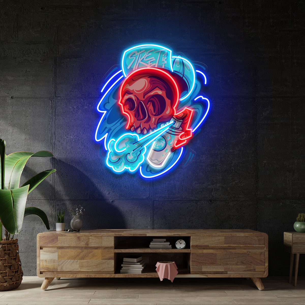 Graffiti Skull LED Neon Sign Light Pop Art