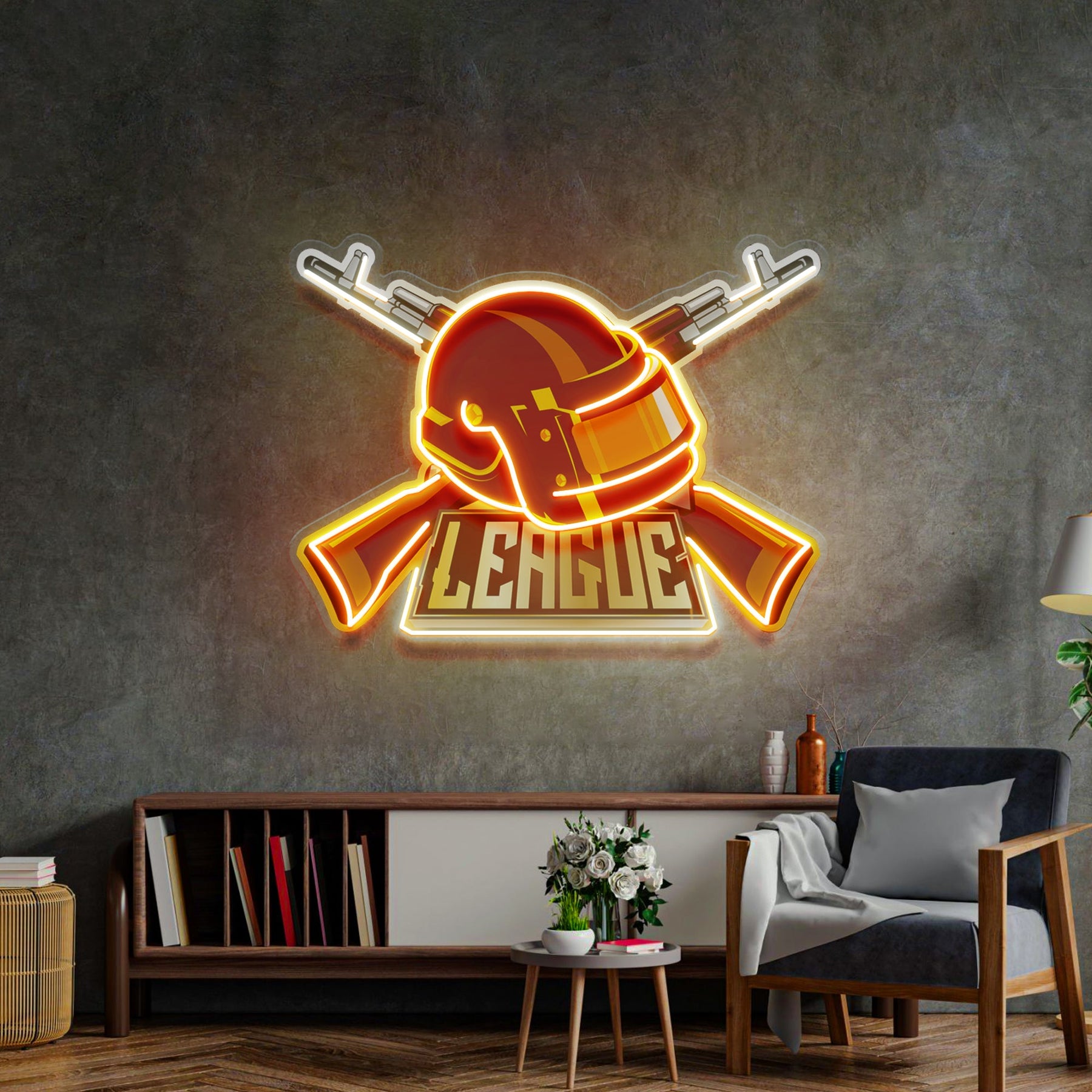 Gun And Hat LED Neon Sign Light Pop Art
