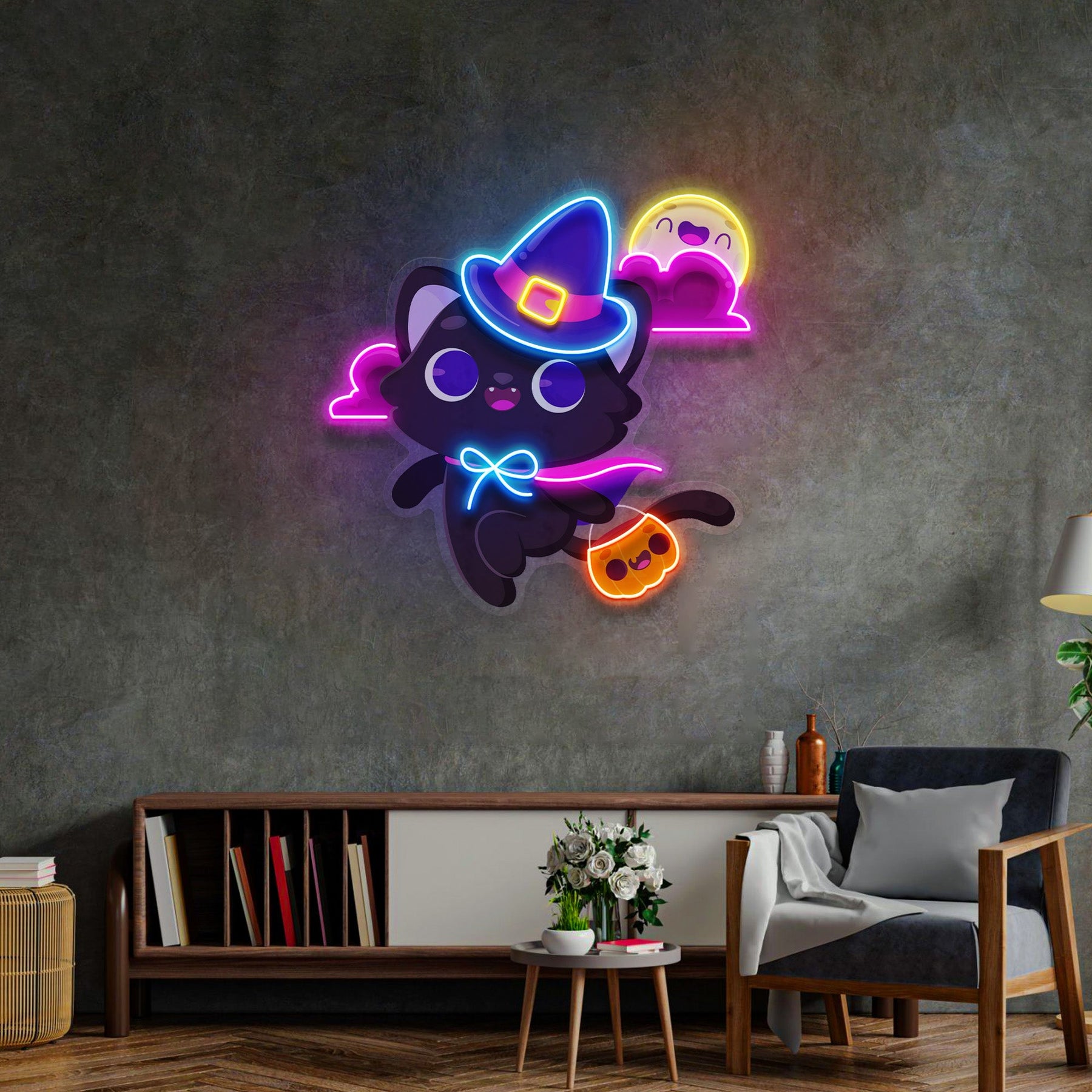 Halloween Cat LED Neon Sign Light Pop Art